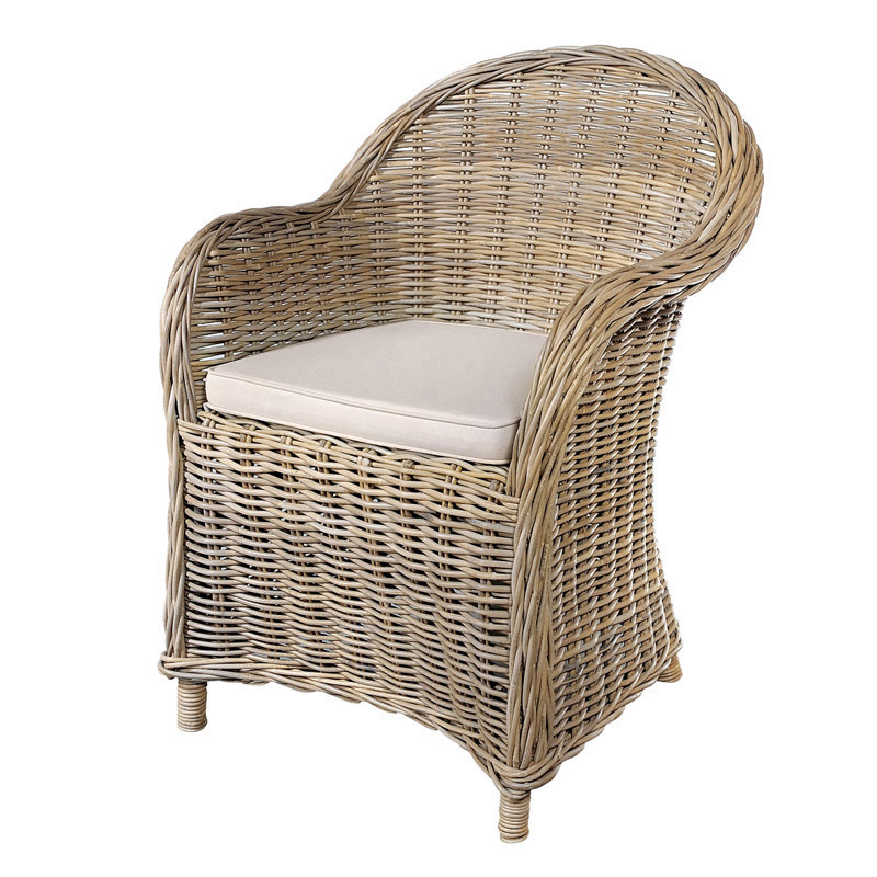 Maya Rattan Grey Wash Arm Chair