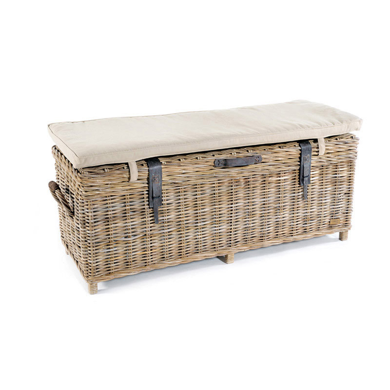 Maya Rattan Grey Wash Storage Bench