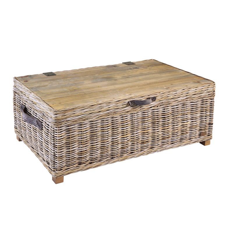 Maya Rattan Grey Wash Storage Coffee Table