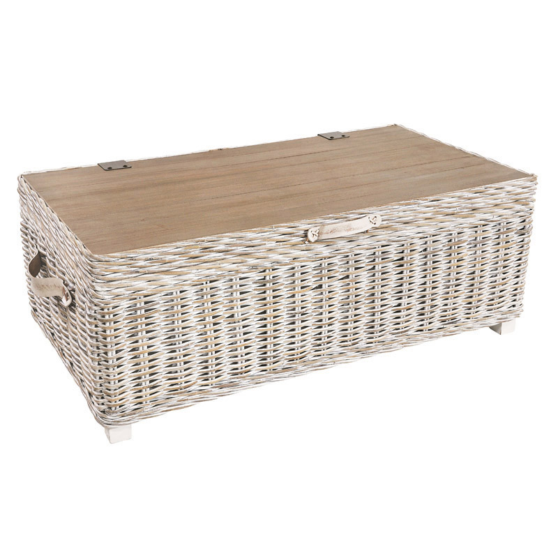 Maya Rattan White Wash Storage Coffee Table