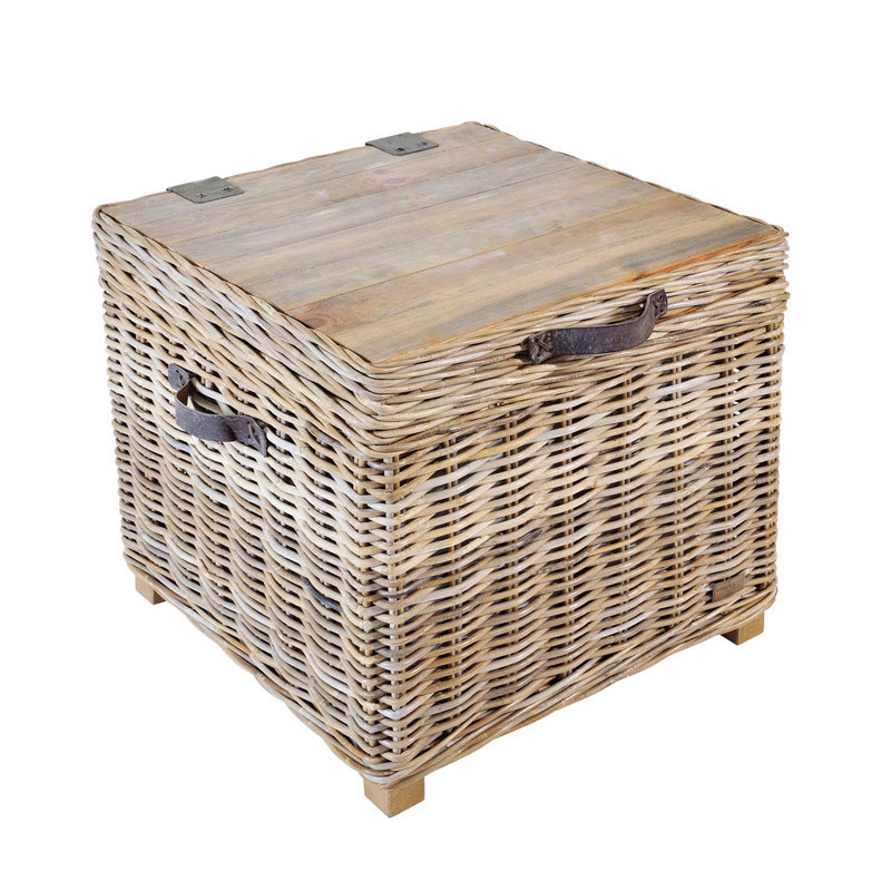 Maya Rattan Grey Wash Side Table