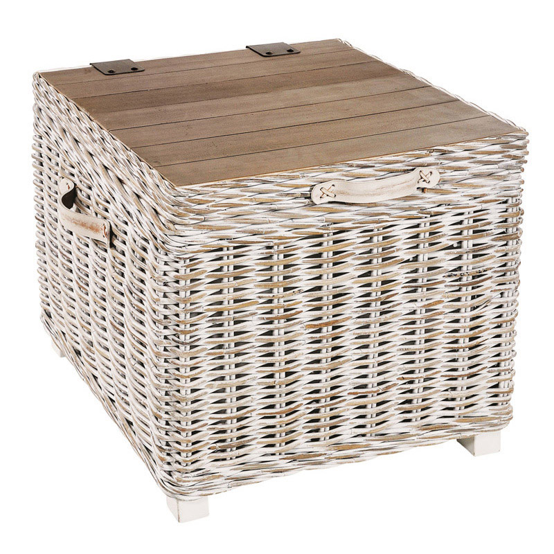 Maya Rattan White Wash Side Table