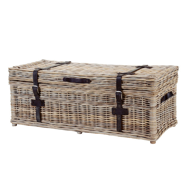 Maya Rattan Medium Linen Trunk