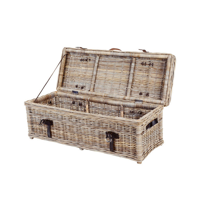 Maya Rattan Large Linen Trunk